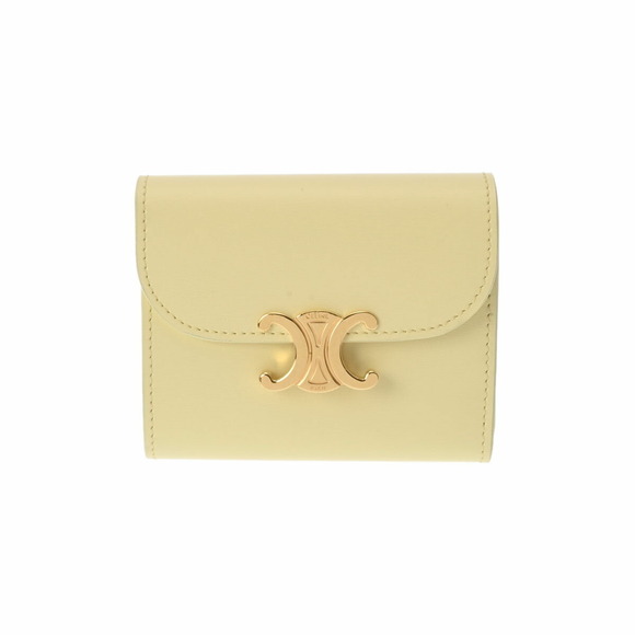 Celine Calfskin Bi fold Wallet Triomphe Yellow - Picture 2 of 12